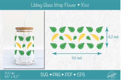 Libbey glass wrap sublimation with tropical leaves