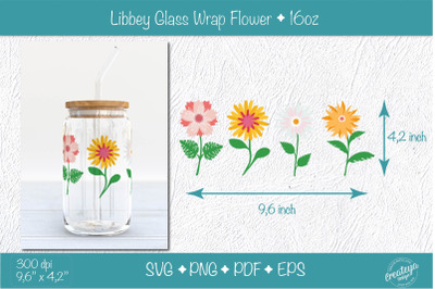 Libbey glass wrap with groovy flowers and Daisy SVG PNG
