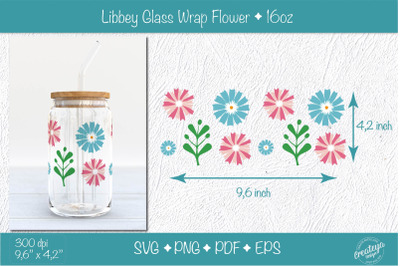 Libbey glass wrap with Groovy flowers SVG PNG