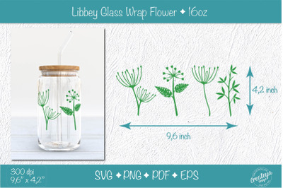 Libbey glass wrap with green leaves SVG PNG Abstract floral elements