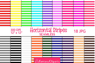Horizontal Stripes Digital Paper | Striped Seamless Patterns