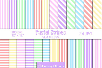 Pastel Stripes Digital Paper | Striped Seamless Patterns JPG