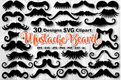 30 Mustache Beard FathersDay SVG Clipart Cut Files