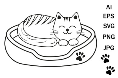 Cute sleeping kitten svg coloring book