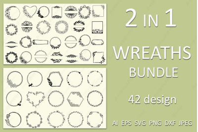 Wreaths bundle svg&2C; Floral frame&2C; Flower split monogram dxf