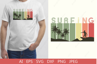 Retro surfing svg, Summer beach shirt design, Surf life dxf