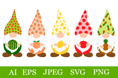 Gnomes fruits sublimation. Gnomes tropical fruits SVG