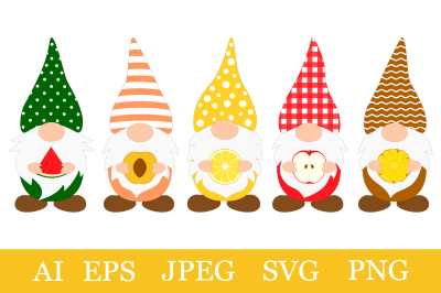 Gnomes fruits sublimation. Gnomes tropical fruits SVG