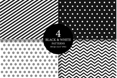 Black and white pattern, Abstract textures, Digital paper set