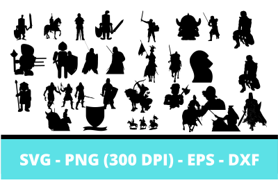 35 Knight Silhouettes and Cut Files