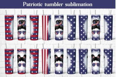 Patriotic tumbler design | Messy bun tumbler sublimation