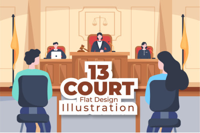 13 Court with Law and Justice Illustration