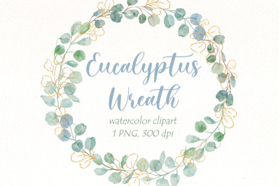 Watercolor Eucalyptus Wreath Clipart Bundle | Greenery Frame