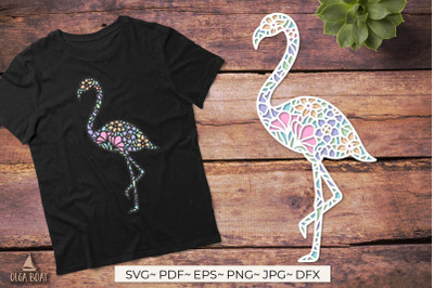Flamingo svg | 3d layered animals template