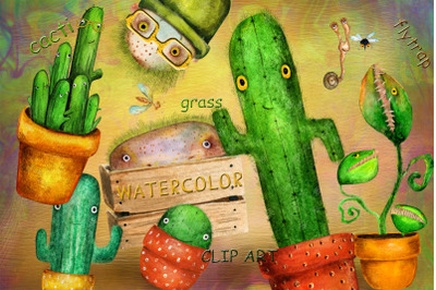 Funny cactus illustrations