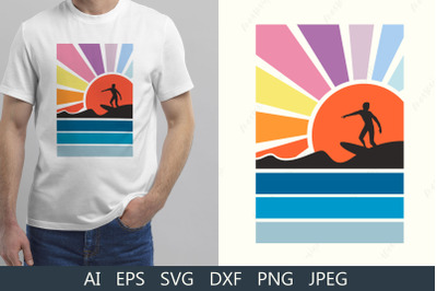 Retro surfing clipart, Surf life shirt svg, Summer design