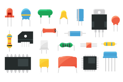 Electronic component. Semiconductor chip capacitor transistor resistor