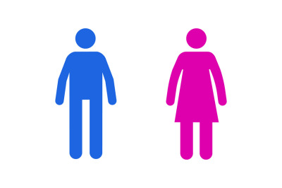 Stick man and woman. Male and female toilet icon, black human figure s