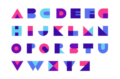 Geometric font. Modern bold alphabet logo, abstract typography symbols
