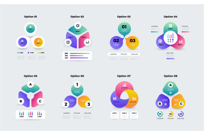 Venn diagram. Cycle 3-step infographic, round business process graph,