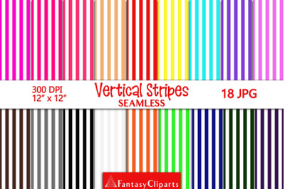 Vertical Stripes Digital Paper | Striped Seamless Patterns