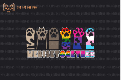 We Rise Together Gay Pride Cat Paw Print