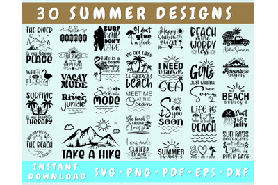 Summer SVG Bundle&2C; 30 Designs&2C; Beach SVG&2C; Vacation SVG&2C; Summer Shirt