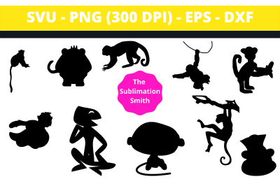 20&2B; Monkey Silhouettes and Cut Files