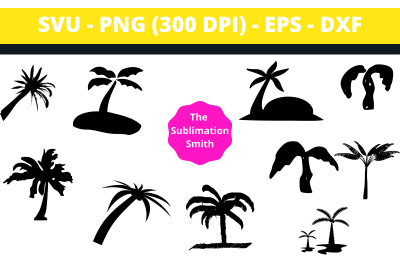 20 Palm Tree Silhouettes and Cut Files
