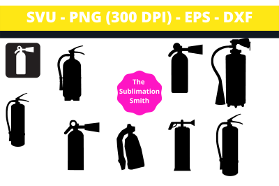 9 Fire Extinguisher Silhouettes and Cut Files