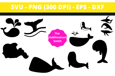 30 Whale Silhouettes and Cut Files
