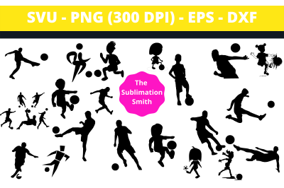 20 Soccer Silhouettes and Cut Files
