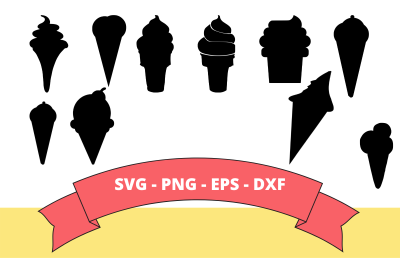 70+ Ice Cream Silhouettes and Cut Files