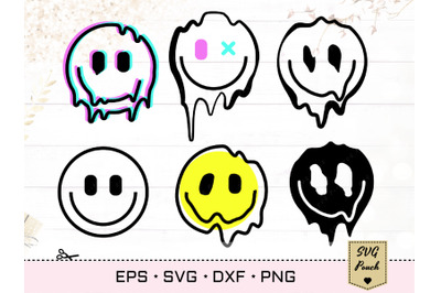 Melted Face SVG | Smiley Face Drip SVG