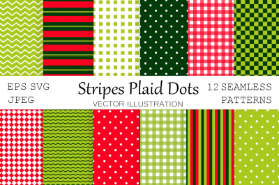 Dots pattern. Plaid pattern. Strip pattern. Abstract pattern