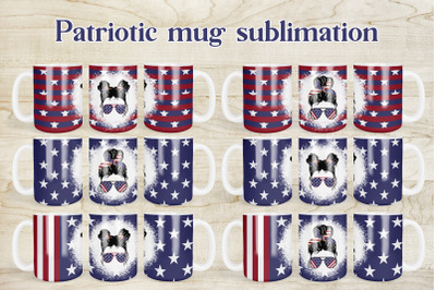 Patriotic mug sublimation design | Messy bun mug wrap