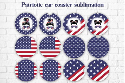 Car coaster sublimation design | Patriotic keychain design
