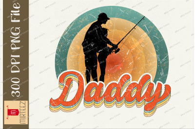 Vintage Fishing Dad And Daughter PNG