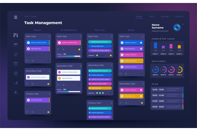 Planner app UI. Task manager and project organizer with dashboard and