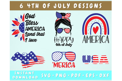 4th OF July SVG Bundle, 6 Designs, Merica Glasses SVG, America Rainbow