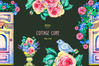 Cottage Core - 5 watercolor png clipart
