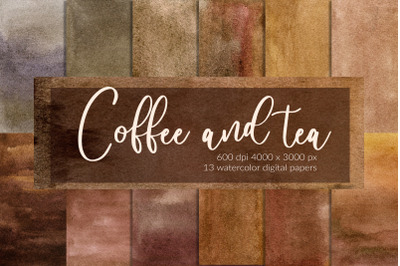 Coffee and tea - Brown watercolor digital papers