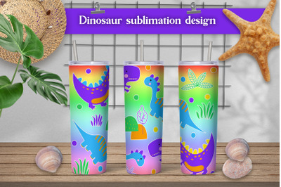 Cute dinosaur tumbler sublimation design wrap