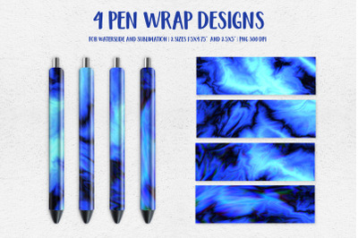 Frozen Blue Marble Pen Wrap Template Sublimation or Waterslide