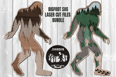 Bigfoot SVG Bundle Laser Cut Files | Monogram Sasquatch SVG Glowforge