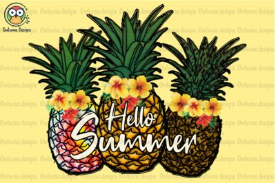 Pineapple Hello Summer Sublimation