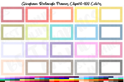 100 Gingham Rectangle Blank Frames Clipart PNG
