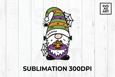 Halloween Gnome with A Pumpkin PNG Sublimation