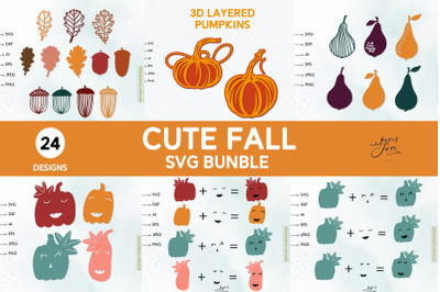 Fall leaves svg Pumpkin svg for Cricut and laser cut bundle