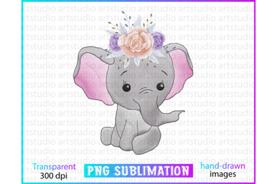 watercolor elephant sublimation